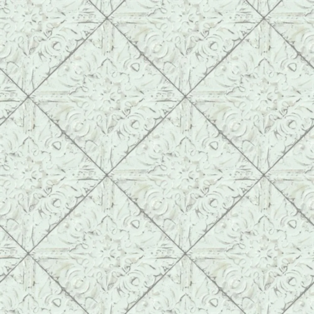 Wallpaper Brandi Light Blue Tin Faux Tile